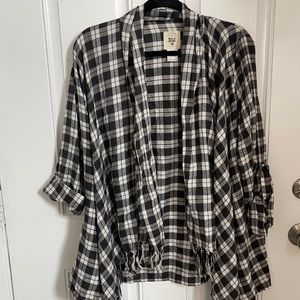NWOT black and white checkered light weight cover up/jacket.